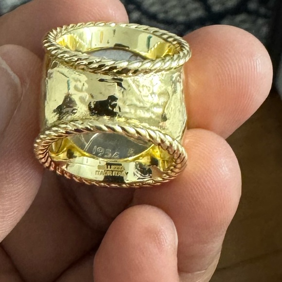 14K Gold Plated Sterling Silver 925 Italian Coin Ring – Vintage Bee Design - Picture 10 of 10